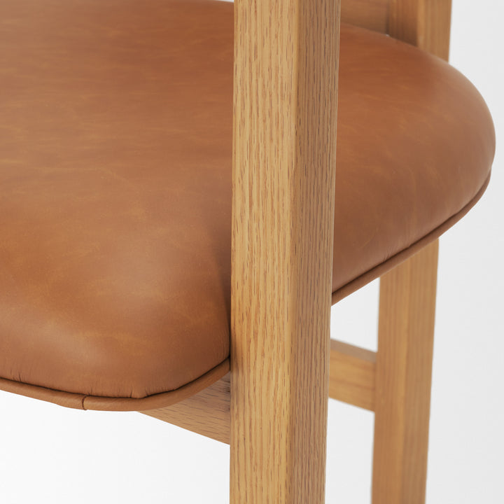 Carlisle Curved Back Tan Leather Tripod Frame Dining Armchair