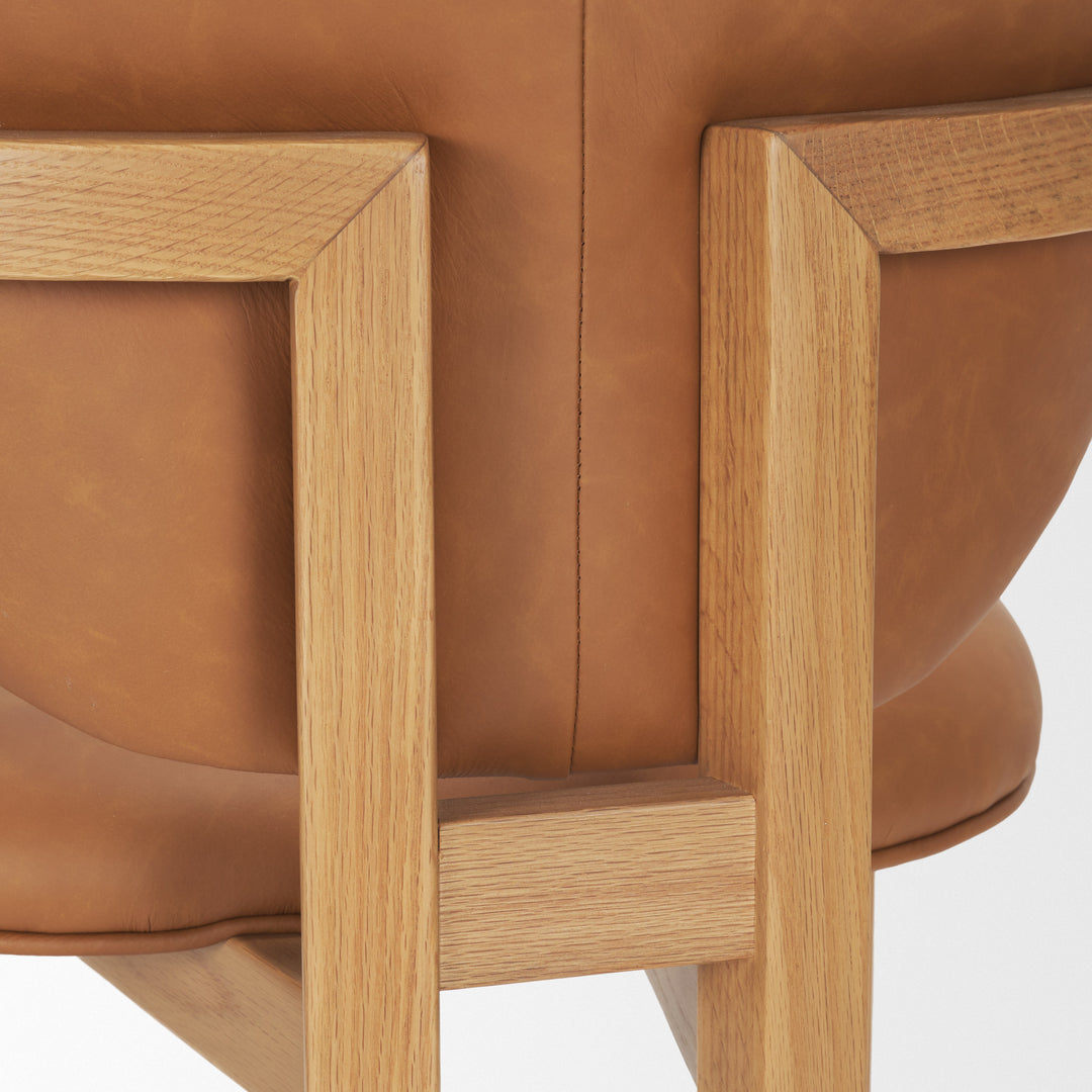 Carlisle Curved Back Tan Leather Tripod Frame Dining Armchair