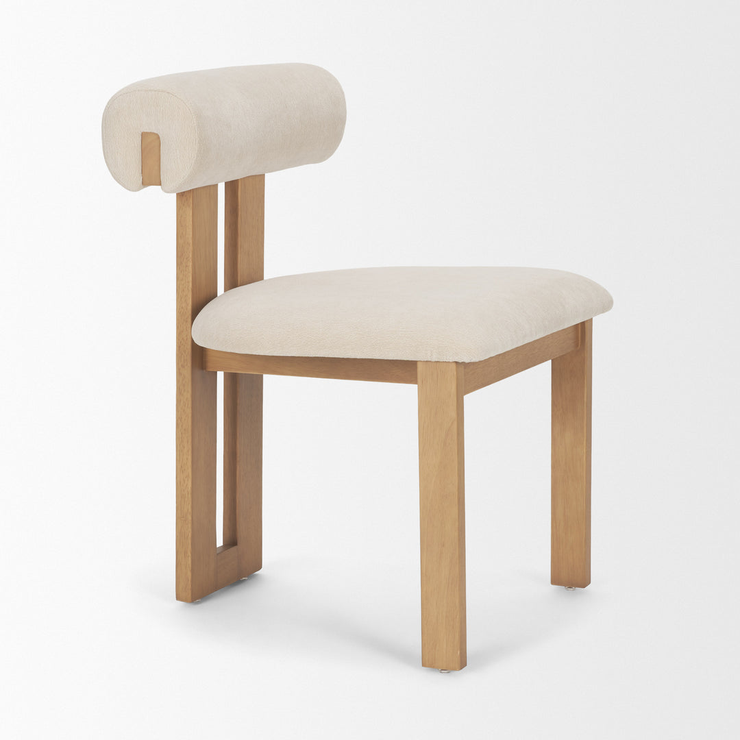 Tribeca Curve Open Back Cream Chenille Tripod Frame Dining Chair