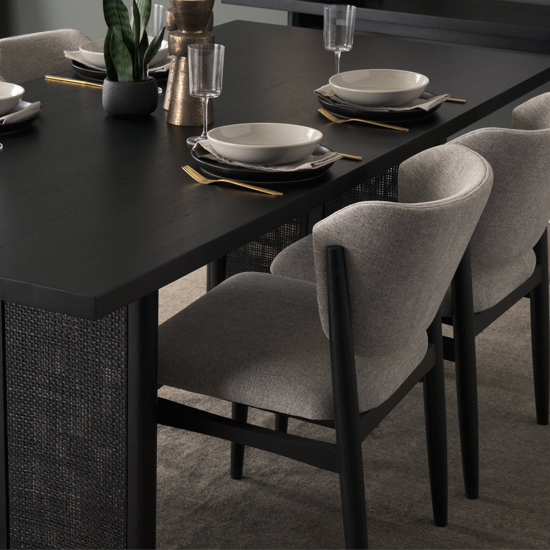 Grier 84" Black Wood w/ Black Cane Dining Table