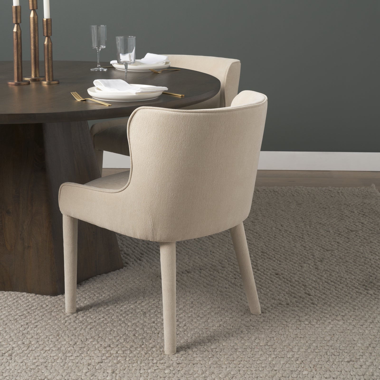 Nolan Slope Cream Chenille Dining Chair