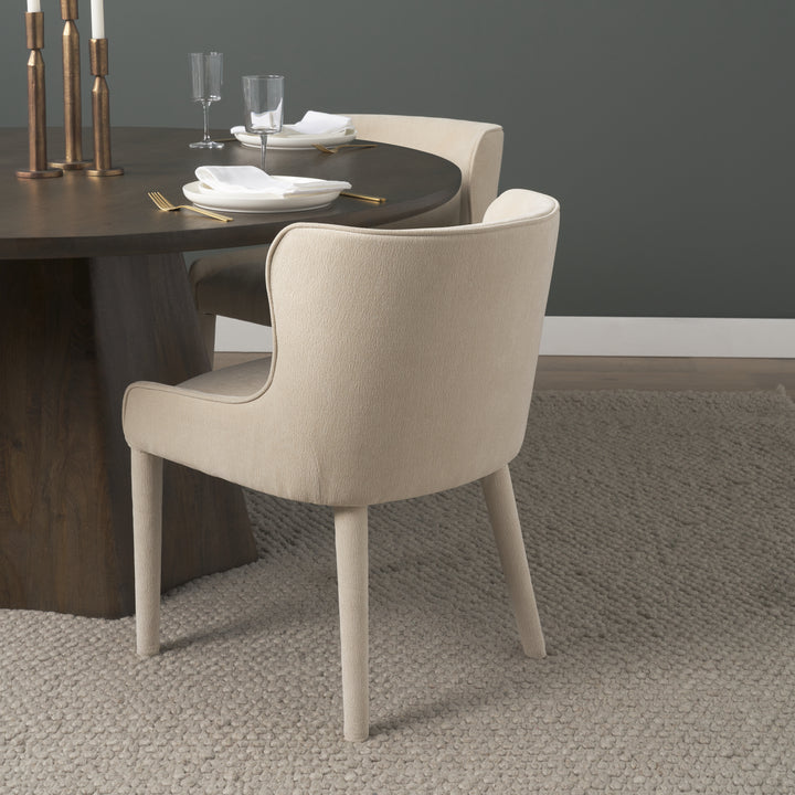 Nolan Slope Cream Chenille Dining Chair