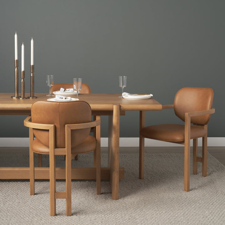Carlisle Curved Back Tan Leather Tripod Frame Dining Armchair