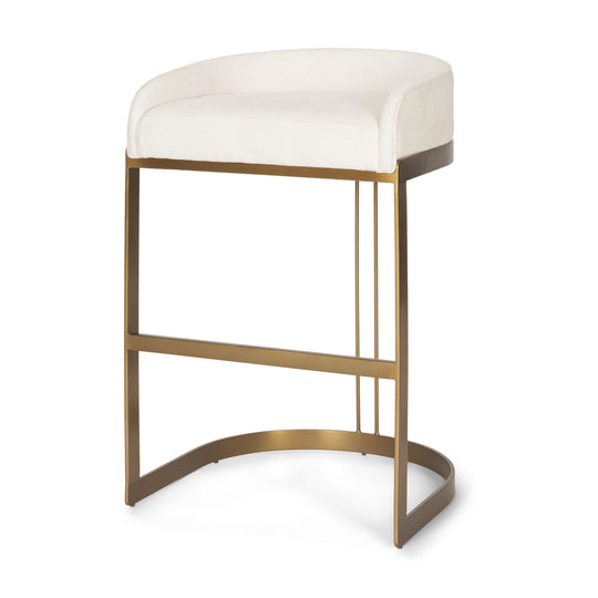 Hollyfield Cream Fabric Seat W/ Gold Metal Base Bar Stool