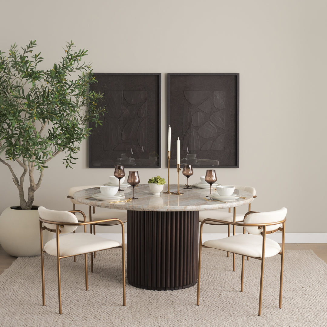 Parker I Cream Fabric Seat Gold Metal Frame Dining Chair