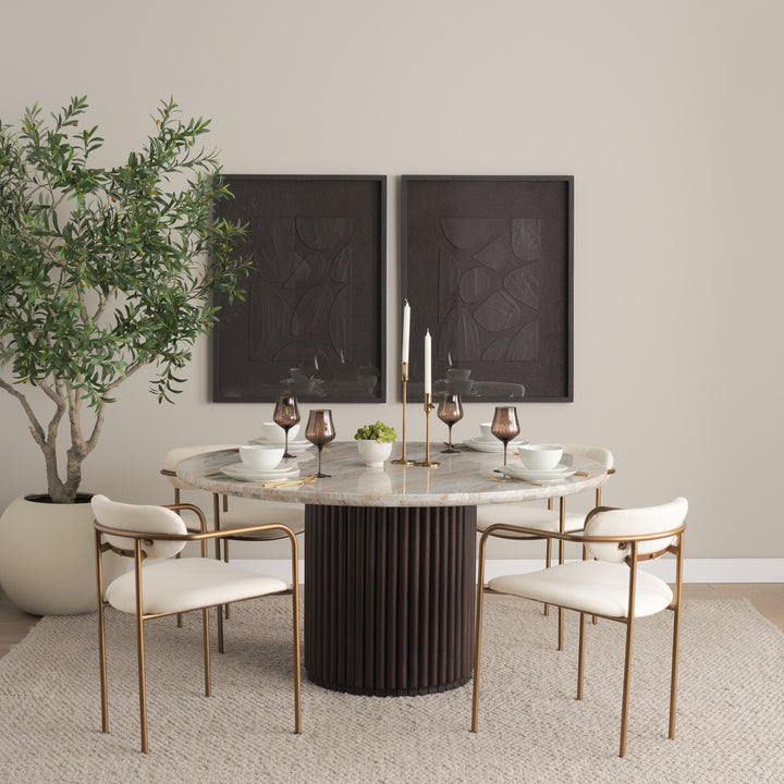 Parker I Cream Fabric Seat Gold Metal Frame Dining Chair