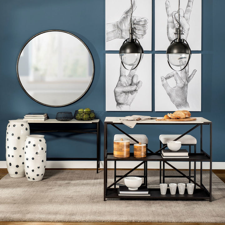 Frodo 26.5H Seat Height White Fabric Seat Black Metal Base Stool