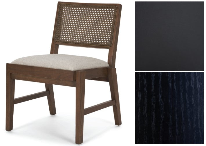 Reid Framed Black Cane Black Leather Dining Chair