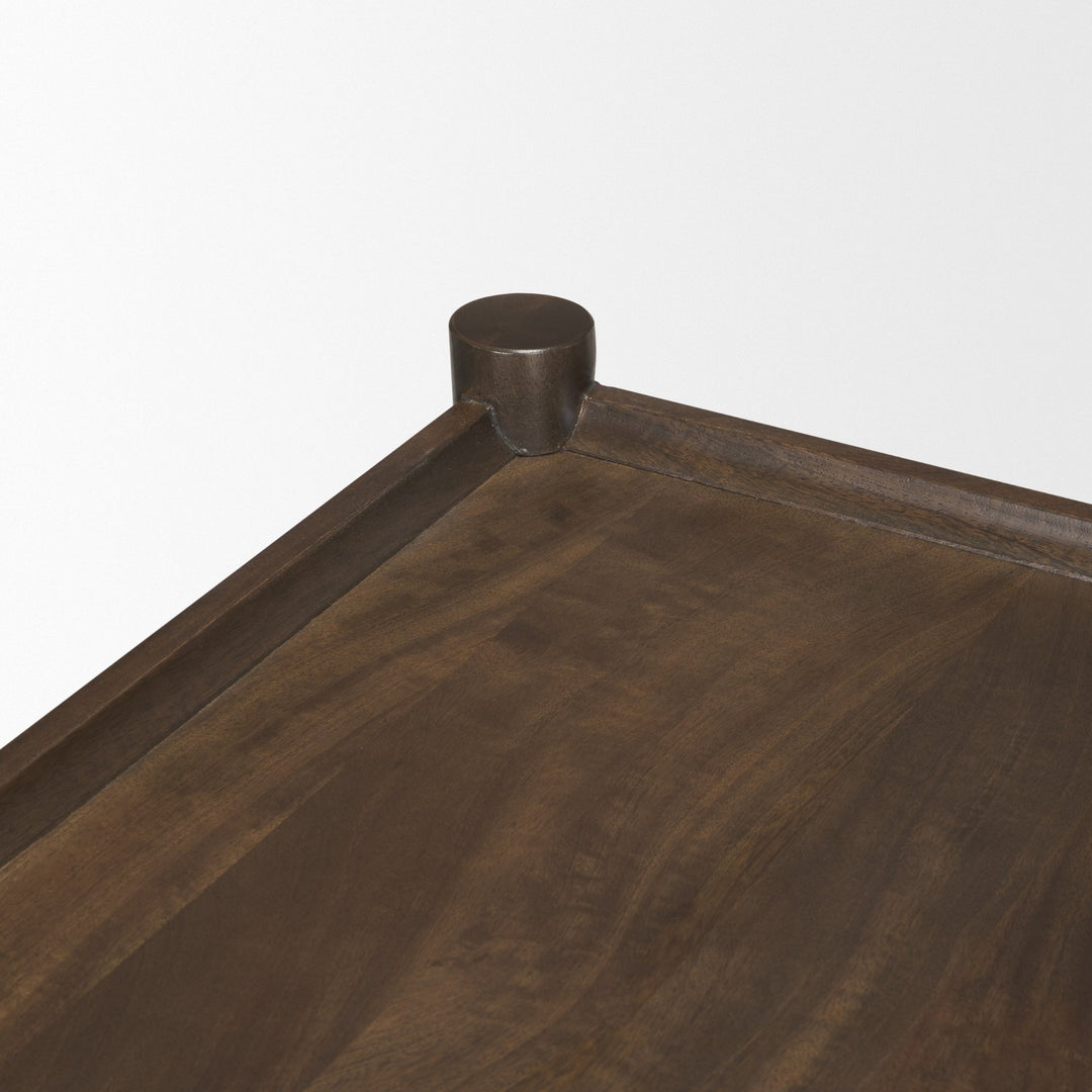 Bondi Dark Brown Wood w/ Paper Rope Shelf Console Table
