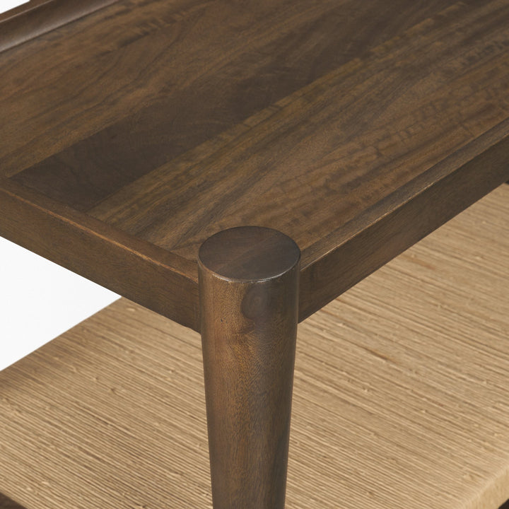 Bondi Dark Brown Wood w/ Paper Rope Shelf Console Table