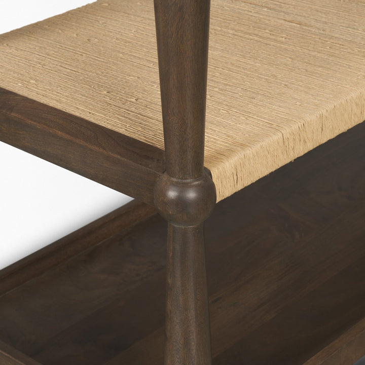 Bondi Dark Brown Wood w/ Paper Rope Shelf Console Table