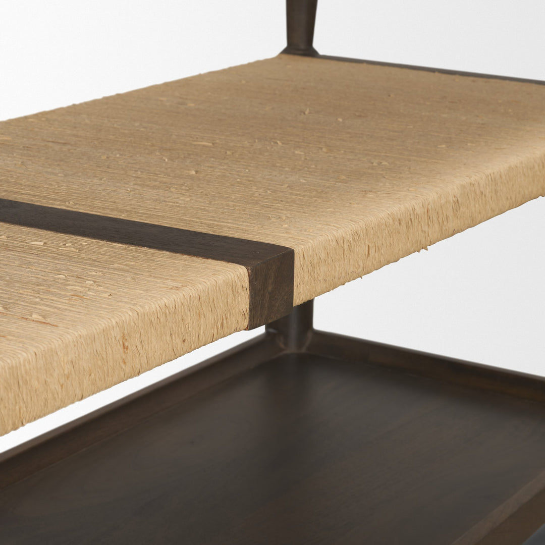 Bondi Dark Brown Wood w/ Paper Rope Shelf Console Table