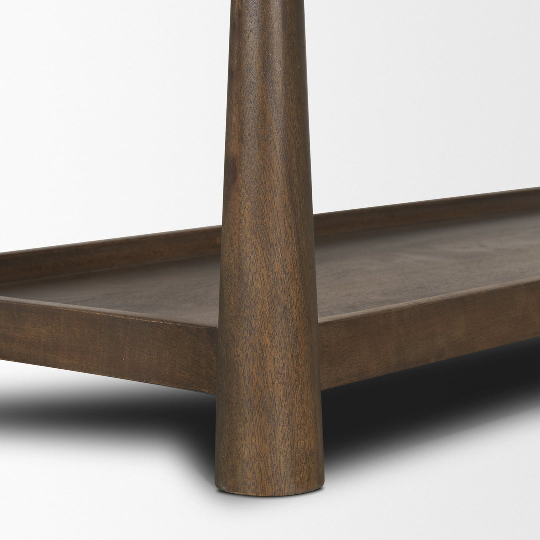 Bondi Dark Brown Wood w/ Paper Rope Shelf Console Table
