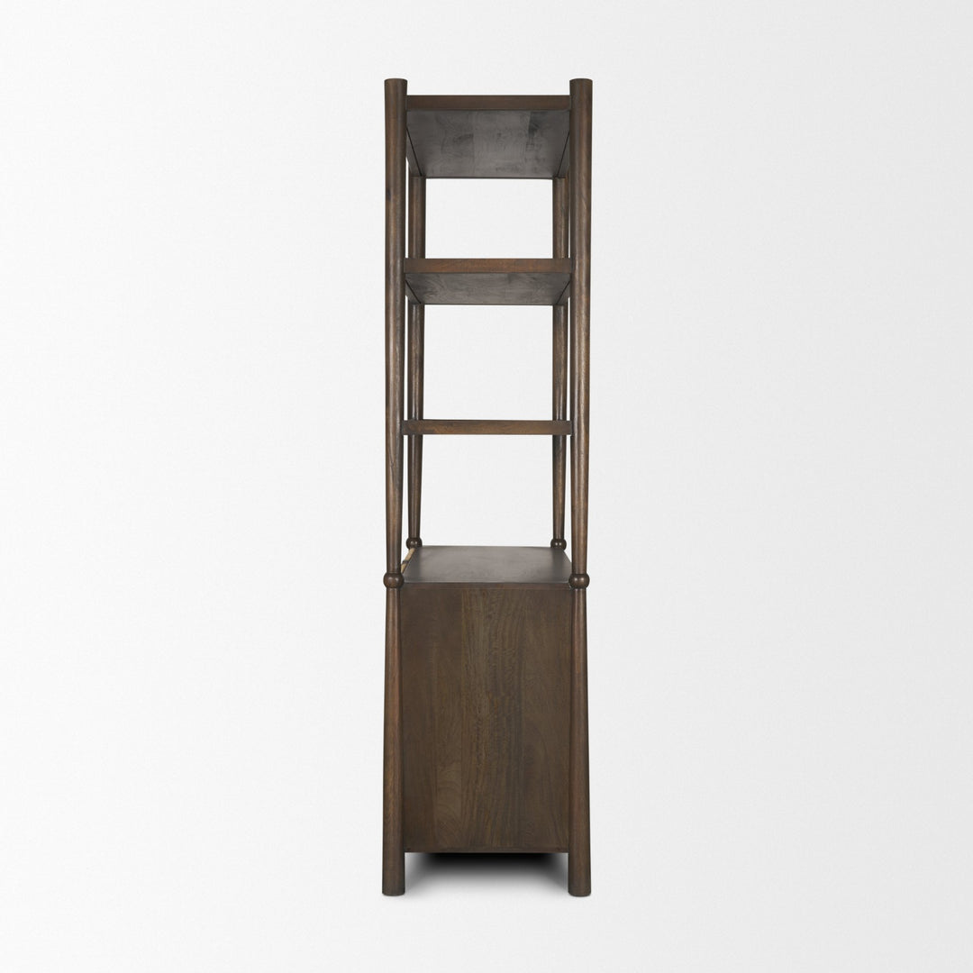 Bondi 2 Door Open Dark Brown Wood w/ Paper Rope Shelving Unit