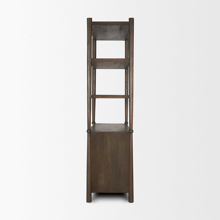 Bondi 2 Door Open Dark Brown Wood w/ Paper Rope Shelving Unit