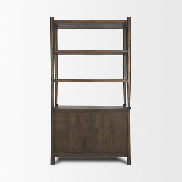 Bondi 2 Door Open Dark Brown Wood w/ Paper Rope Shelving Unit