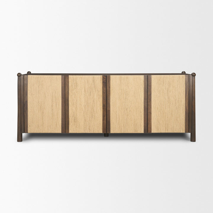 Bondi 85" Dark Brown Wood w/ Paper Rope 4 Door Closed Sideboard