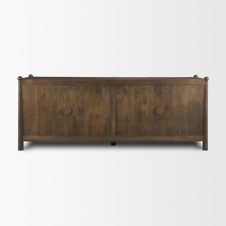 Bondi 85" Dark Brown Wood w/ Paper Rope 4 Door Closed Sideboard