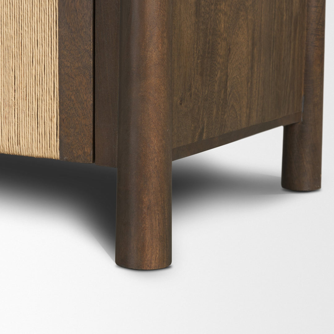 Bondi 85" Dark Brown Wood w/ Paper Rope 4 Door Closed Sideboard