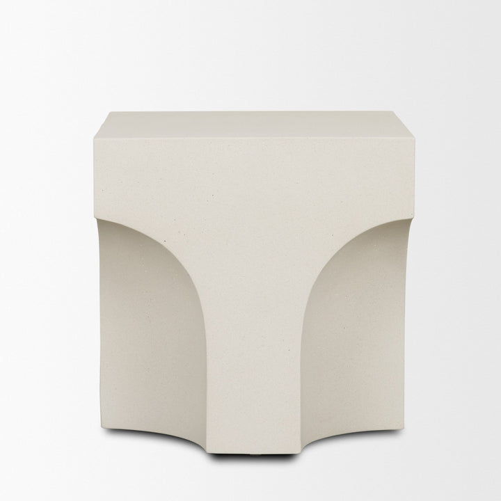 Bunda Square Sculptural Stone Finish Accent Table