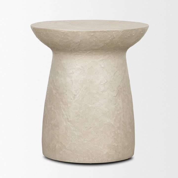 Mesa Round Stone Finish Pillar Accent Table
