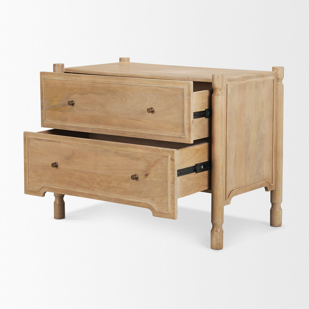 Phil Light Brown Wood 2 Drawer Accent Cabinet
