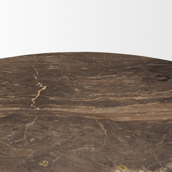 Allyson 54" Round Dark Brown w/ Cappuccino Marble Pedestal Dining Table