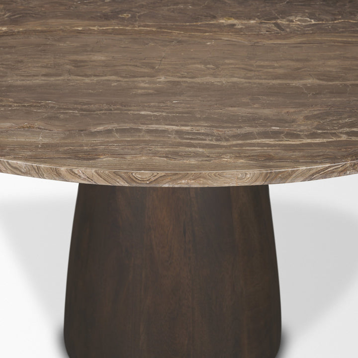 Allyson 54" Round Dark Brown w/ Cappuccino Marble Pedestal Dining Table
