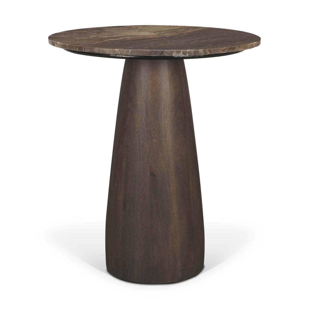 Allyson 32" Round Dark Brown wood w/ Cappuccino Marble Top Bistro Table