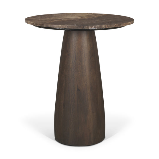 Allyson 32" Round Dark Brown wood w/ Cappuccino Marble Top Bistro Table