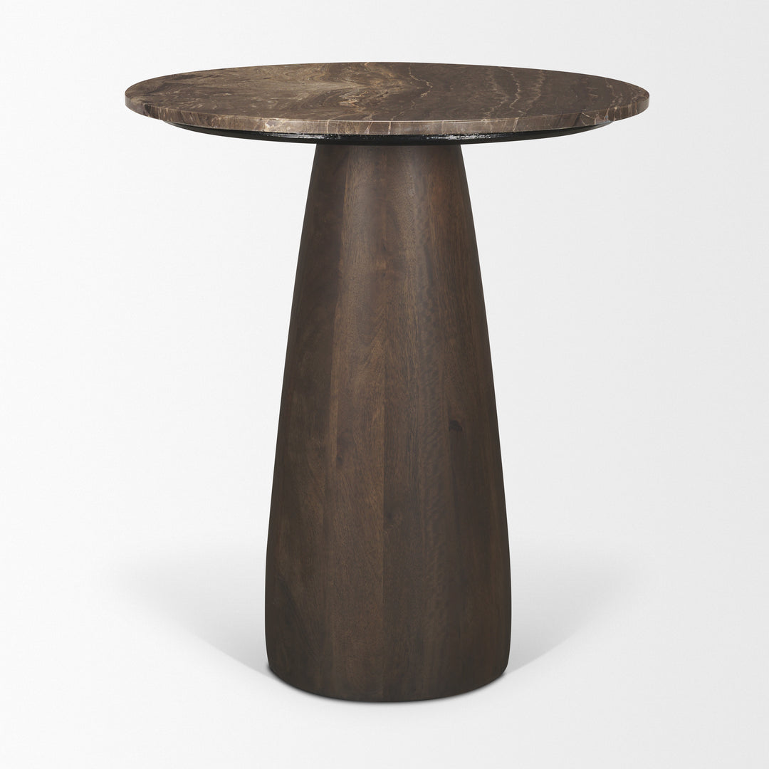 Allyson 32" Round Dark Brown wood w/ Cappuccino Marble Top Bistro Table
