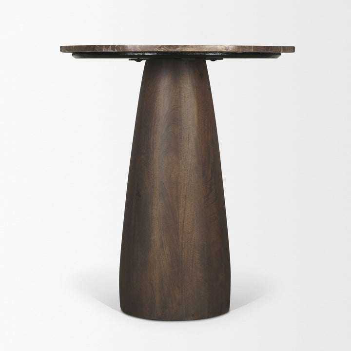 Allyson 32" Round Dark Brown wood w/ Cappuccino Marble Top Bistro Table