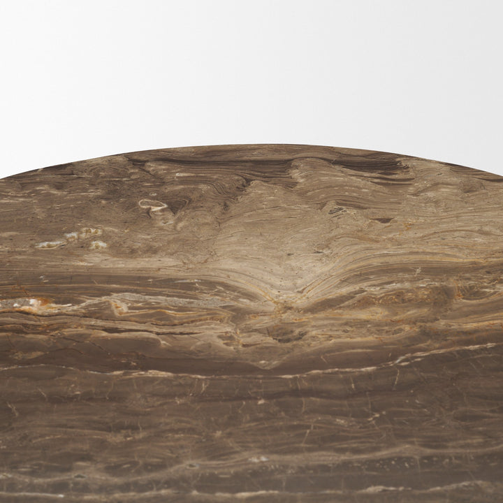 Allyson 32" Round Dark Brown wood w/ Cappuccino Marble Top Bistro Table
