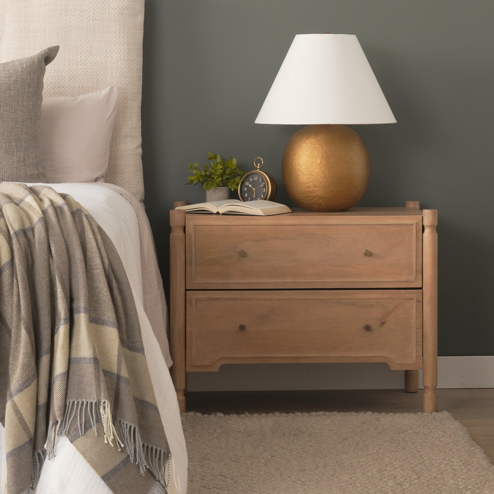 Phil Light Brown Wood 2 Drawer Accent Cabinet