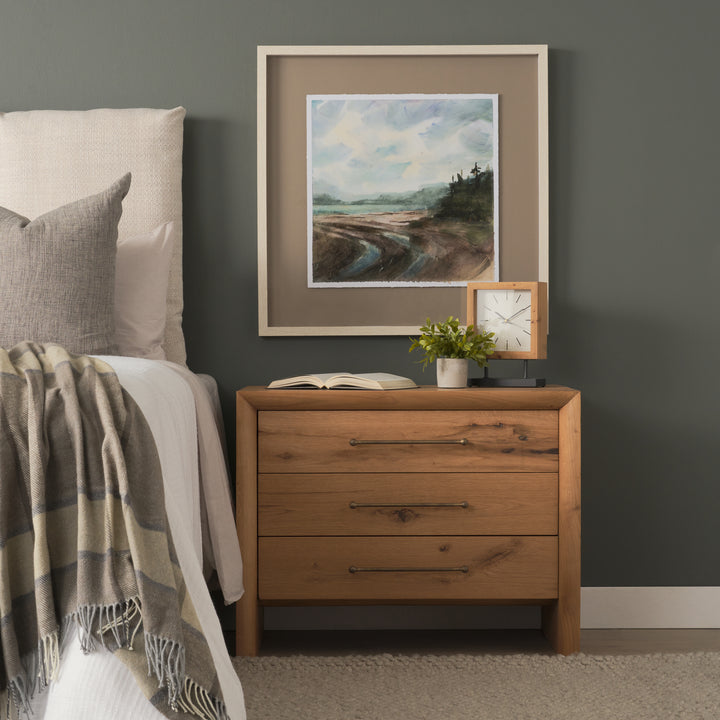 Belford 3-Drawer Light Brown Oak Wood Closed Nightstand