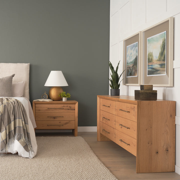 Belford 3-Drawer Light Brown Oak Wood Closed Nightstand