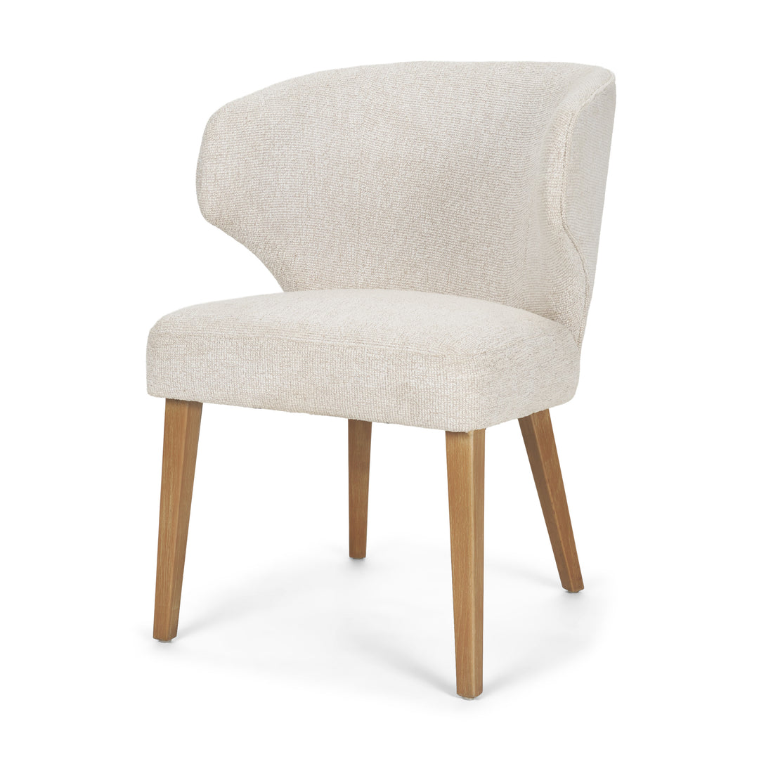 Niles 22.5L x 24.5W x 32H Cream Fabric Seat W/ Med Brown Wooden Legs Wingback Dining Chair (G520-4A)