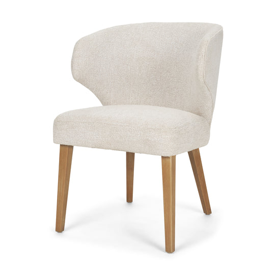 Niles 22.5L x 24.5W x 32H Cream Fabric Seat W/ Med Brown Wooden Legs Wingback Dining Chair (G520-4A)
