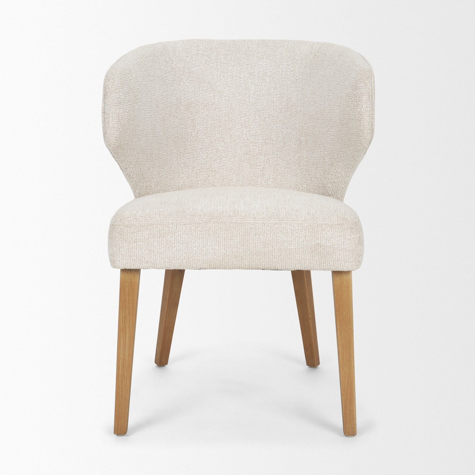 Niles 22.5L x 24.5W x 32H Cream Fabric Seat W/ Med Brown Wooden Legs Wingback Dining Chair (G520-4A)