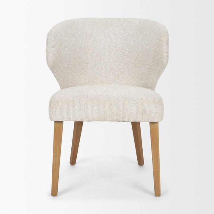 Niles 22.5L x 24.5W x 32H Cream Fabric Seat W/ Med Brown Wooden Legs Wingback Dining Chair (G520-4A)