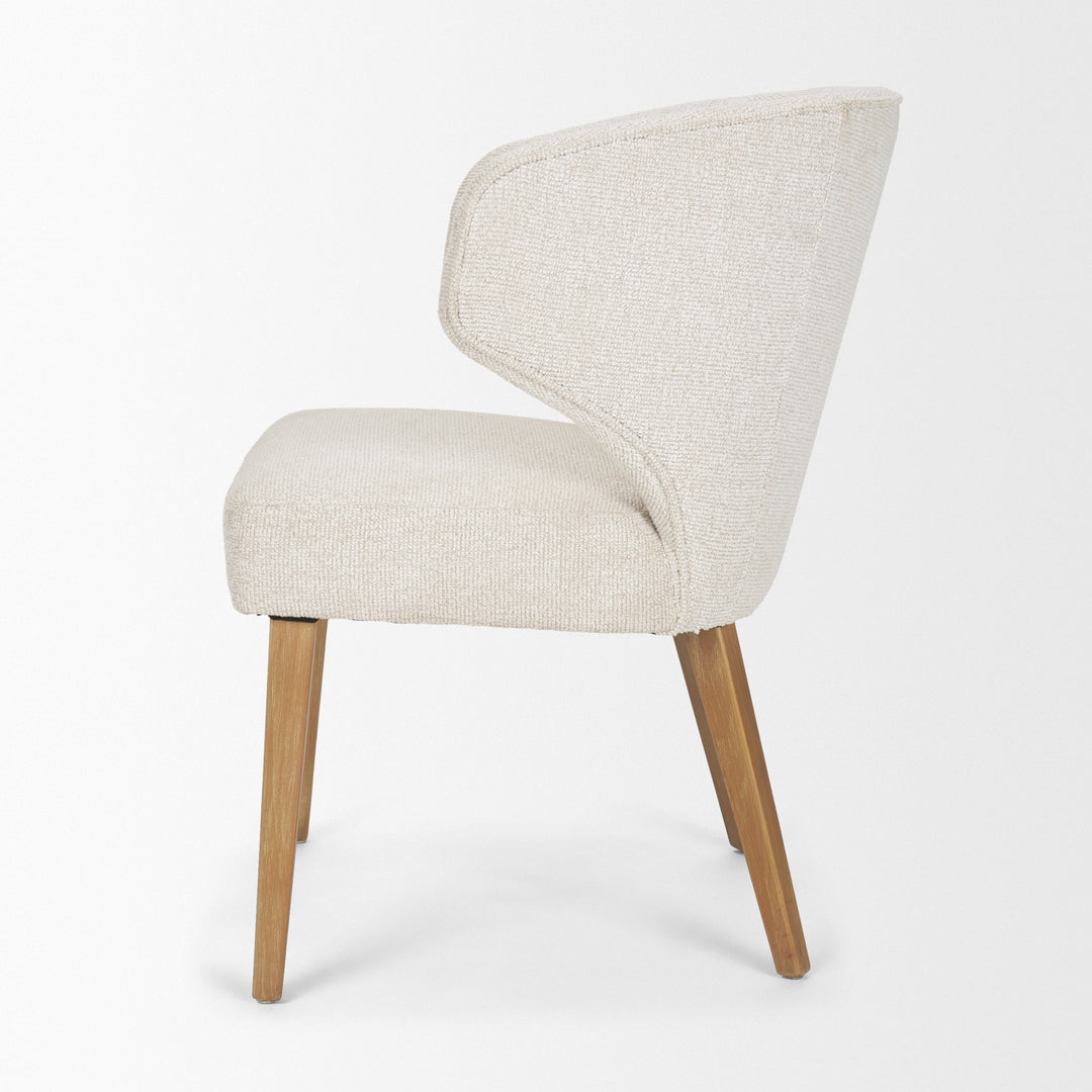 Niles 22.5L x 24.5W x 32H Cream Fabric Seat W/ Med Brown Wooden Legs Wingback Dining Chair (G520-4A)