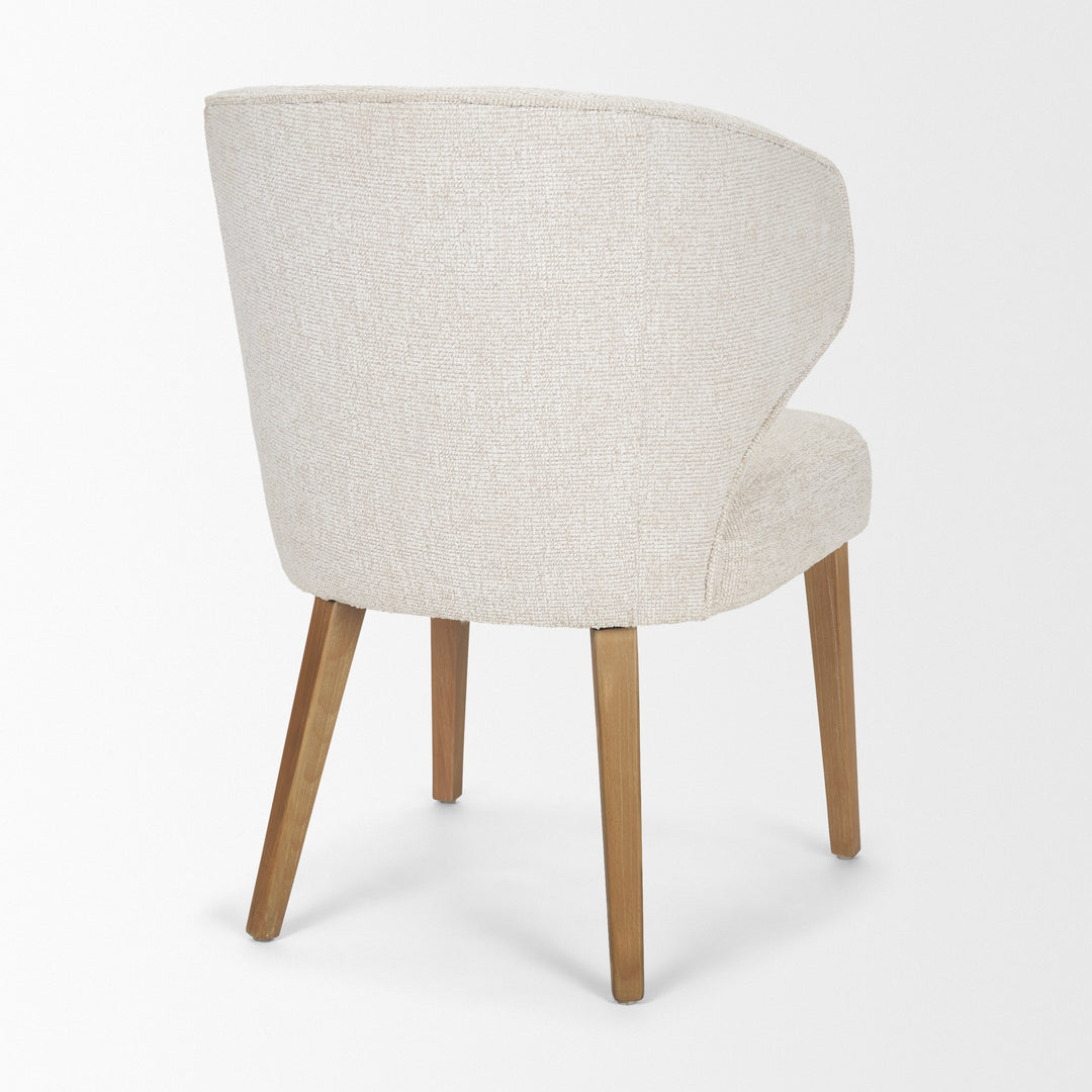 Niles 22.5L x 24.5W x 32H Cream Fabric Seat W/ Med Brown Wooden Legs Wingback Dining Chair (G520-4A)