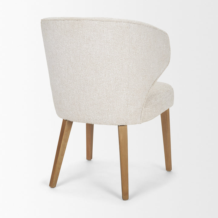 Niles 22.5L x 24.5W x 32H Cream Fabric Seat W/ Med Brown Wooden Legs Wingback Dining Chair (G520-4A)