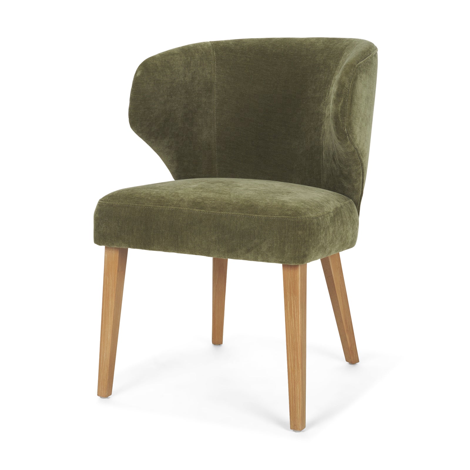 Niles 22.5L x 24.5W x 32H Moss Olive Fabric Seat W/ Mid Brown Wooden Legs Wingback Dining Chair