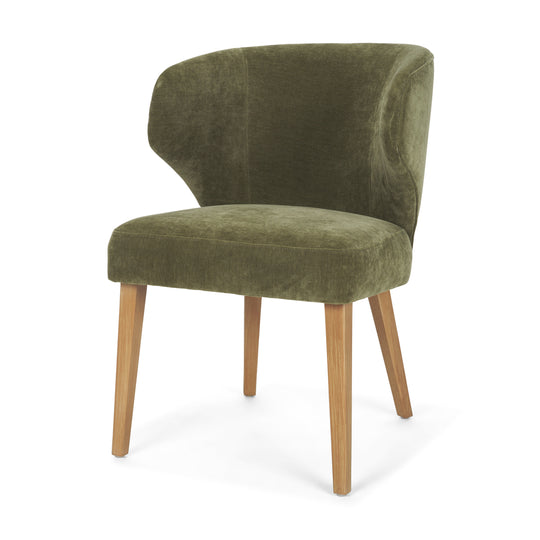 Niles 22.5L x 24.5W x 32H Moss Olive Fabric Seat W/ Mid Brown Wooden Legs Wingback Dining Chair