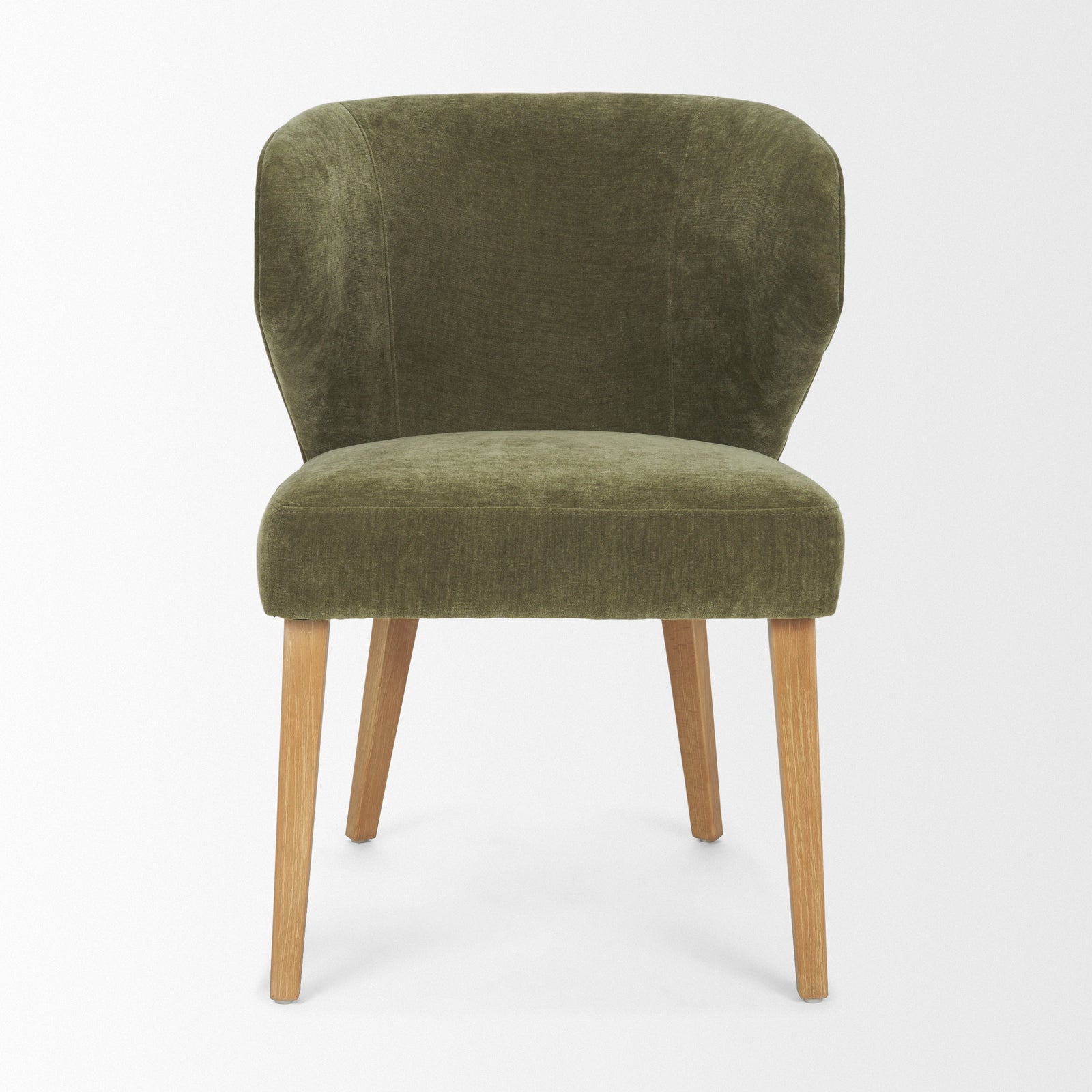 Niles 22.5L x 24.5W x 32H Moss Olive Fabric Seat W/ Mid Brown Wooden Legs Wingback Dining Chair