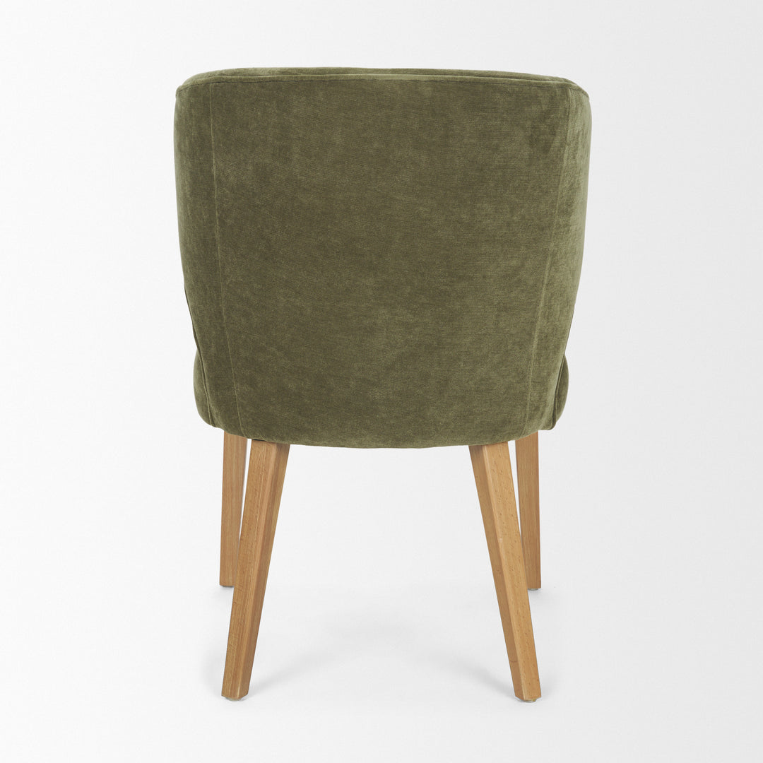 Niles 22.5L x 24.5W x 32H Moss Olive Fabric Seat W/ Mid Brown Wooden Legs Wingback Dining Chair