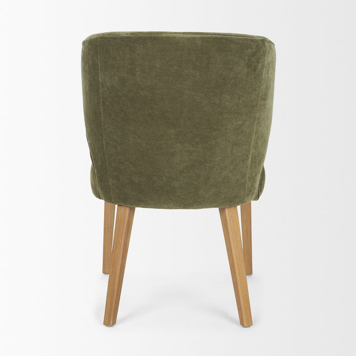 Niles 22.5L x 24.5W x 32H Moss Olive Fabric Seat W/ Mid Brown Wooden Legs Wingback Dining Chair