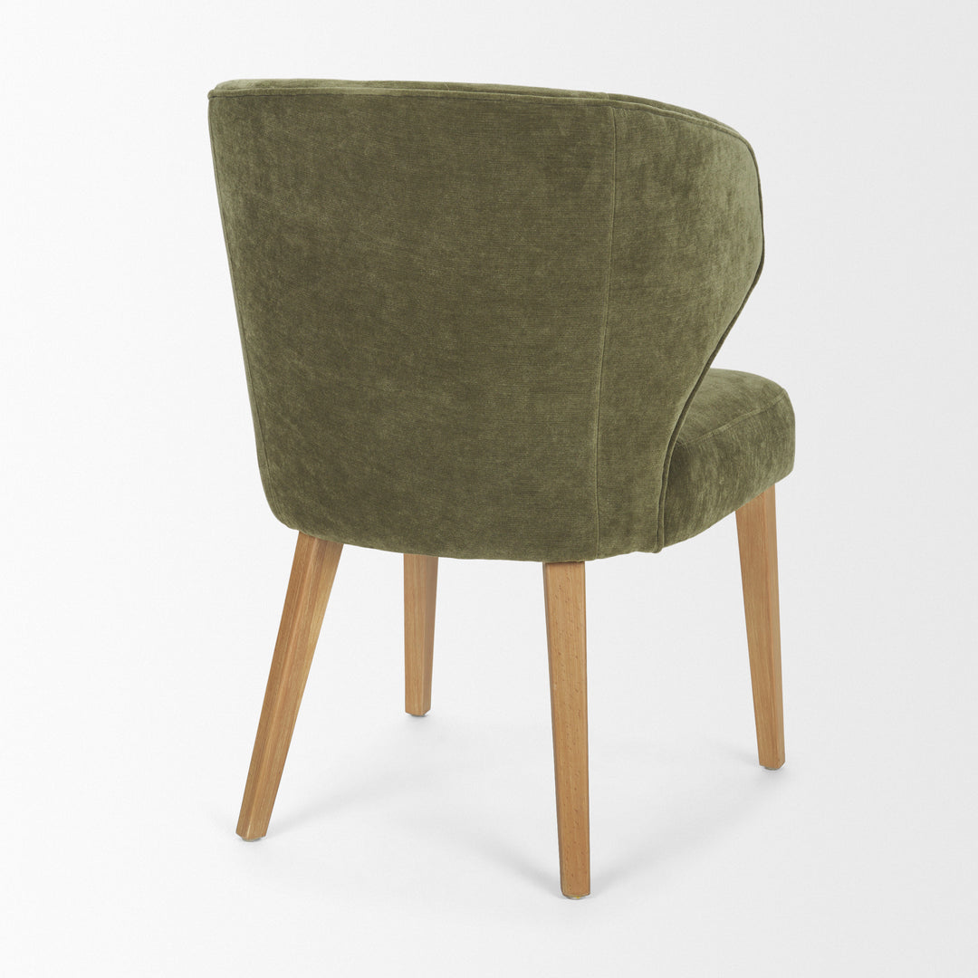 Niles 22.5L x 24.5W x 32H Moss Olive Fabric Seat W/ Mid Brown Wooden Legs Wingback Dining Chair