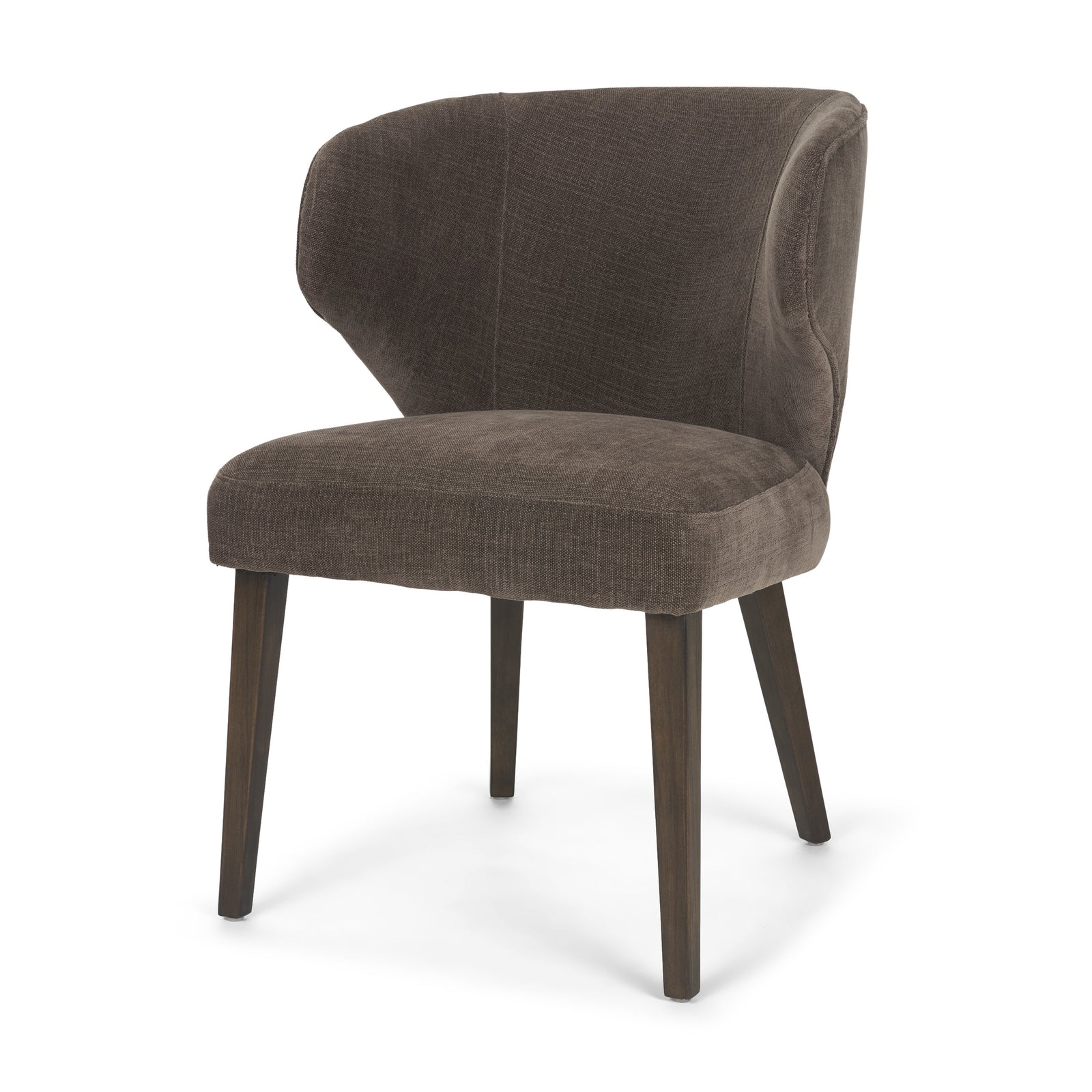 Niles Brown Fabric W/ Dark Brown Wooden Legs Wingback Dining Chair